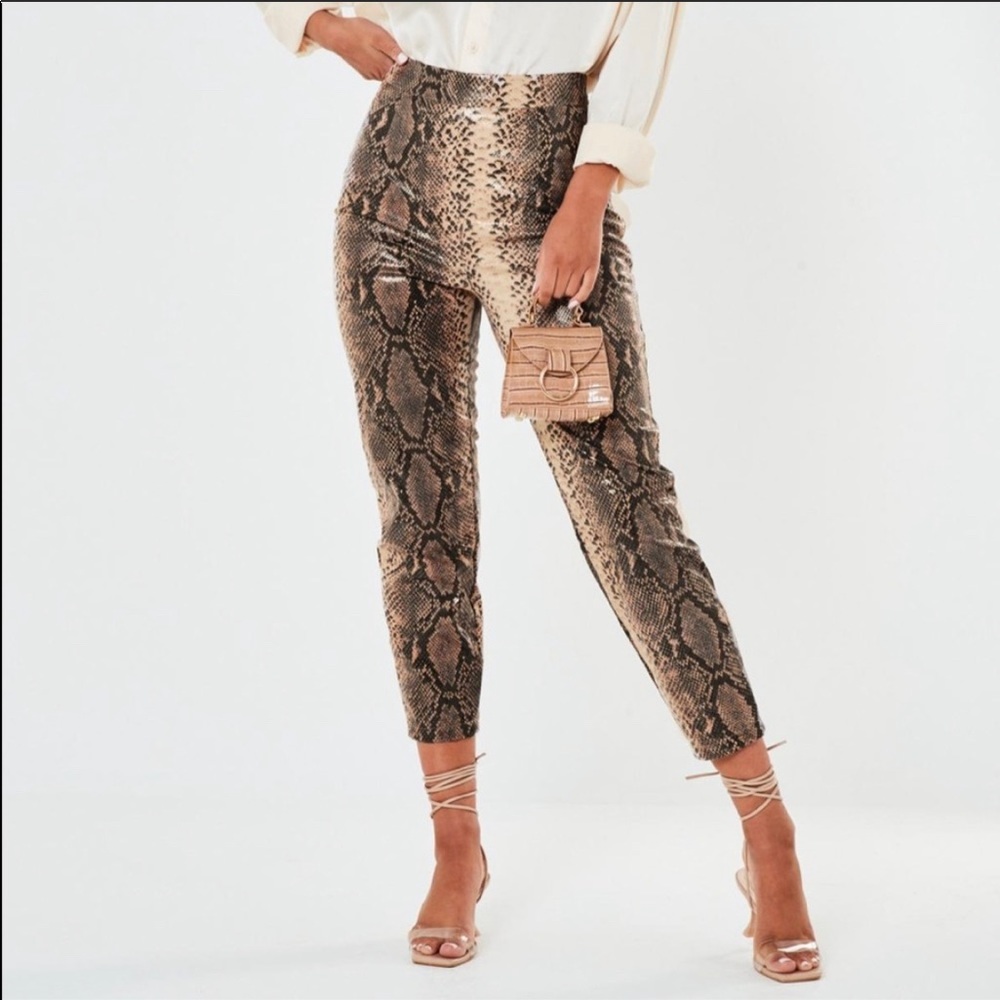 Petite Taupe Snake Print Trousers